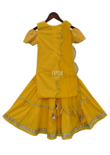 Load image into Gallery viewer, Yellow Lucknowi Embroidery Kurti With Sharara in USA