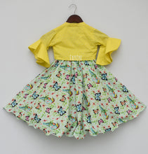 Load image into Gallery viewer, Girls Yellow Knotted Top With Printed Lehenga in USA